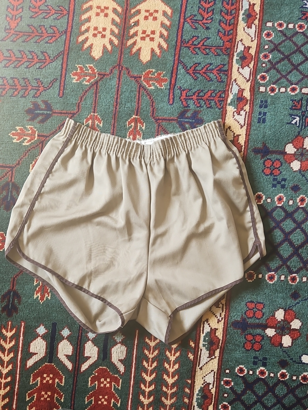 Vintage 70s 80s Gym Shorts Brown Contrast